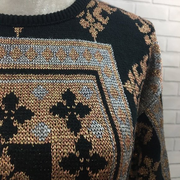 Campagnie Internationale Express Vintage Metallic Crewneck Pullover Sweater XS/0 - Picture 2 of 6